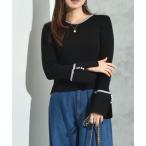 ニット セーター 配色リブフレアー