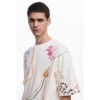 tシャツ アブストラクトフラワー半袖Tシャツ メンズ