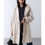 コート アウター 麻調素材袖切替デザインロングジャケット レディース