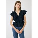 ブラウス シャツ SHIRRING RUFFLE PEPLUM トップス レディース