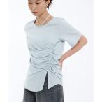 tシャツ アシメギャザーホルタートップス レディース