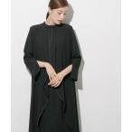 セットアップ 「ZOZO限定」「喪服・礼服」日本製生地使用 洗える防しわスタンドカラーサテンパイピング前開きデザインワンピース「Callarus」 レ