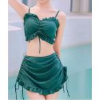 ショッピングビーチウェア 水着 Y2K フリルアクセント シャーリングビーチウェア  「3点セット」 レディース