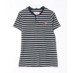 「Hollister」 ボーダー柄半袖Tシャツ S ネイビー メンズ