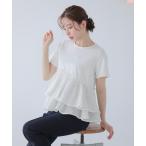 tシャツ ジャガードフリルアシンメトリーペプラムトップス レディース
