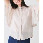 ブラウス シャツ シフォンジョーゼット袖フリルブラウス レディース