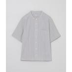 ブラウス シャツ GREY LABEL ストライプバンドカラー半袖シャツ レディース