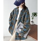「Java」 長袖ネルシャツ MEDIUM ブルー レディース