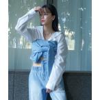 [qumerry.] bare top MEDIUM индиго голубой женский 