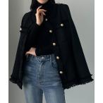 ジャケット ノーカラージャケット ウエストシェイプラメツイードジャケット レディース