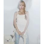 キャミソール アシンメトリー リブキャミ