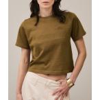 tシャツ クロップドハーフスリーブリネンニット「ドライタッチ・洗える」 レディース