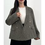 ジャケット テーラードジャケット 薄手ツイードテーラードジャケット レディース
