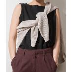 タンクトップ ノースリーブ ボートネックワッフルタンクトップ レディース