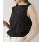 タンクトップ ノースリーブ ボートネックランダムリブタンクトップ レディース