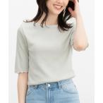 tシャツ 5分袖ボートネックラメT レディース
