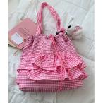ショルダーバッグ バッグ ギンガムチェック×フリルトートバッグ レディース