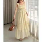 ワンピース ドットシャーリングキャミ×ティアードスカート