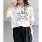 tシャツ うさぎサガラ刺繍ビッグT レディース