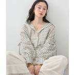 ブラウス シャツ 2wayショルダードロストリボンチェックシャツ レディース