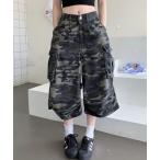 カーゴパンツ カモフラ柄カーゴハーフパンツ レディース
