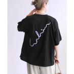 tシャツ ゆるロゴプリント＆刺繍BIGTシャツ レディース