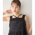 タンクトップ ノースリーブ レイヤードカットタンクトップ レディース
