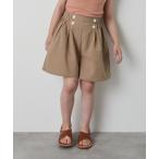 ワイドパンツ パンツ 配色ボタンマリンショートパンツ キッズ 子供服 女の子
