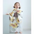 浴衣 キッズ浴衣3点セット utatane くちなし色と翡翠色の牡丹 キッズ 子供 女の子