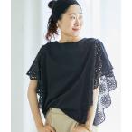 tシャツ 「手洗い可能」スカラップレーススリーブカットソー レディース