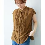 ブラウス シャツ 「手洗い可能」シルキーローンフロントフリルフレンチブラウス レディース