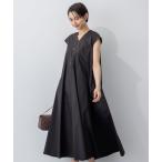 ワンピース 「接触冷感/撥水加工/洗える」ストレッチブロード Vネックワンピース