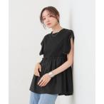 tシャツ スクエアーショルダーペプラムトップス レディース