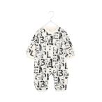 ショッピングロンパース ベビー服 ロンパース えらい人のアルファベット総柄長袖カバーオール