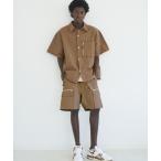 シャツ 「MLVINCE / メルヴィンス」NYLON S/S SHIRTS / ブラウン 「NSS23BR」 メンズ レディース