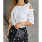 tシャツ ショルダースリットリブトップス レディース