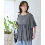 ブラウス シャツ ダブルフロント切り替えギャザーブラウス レディース