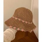 帽子 ハット pur chouchou/フラワー 刺繍 麦わら帽子 ペーパーハット P4476 レディース