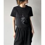 tシャツ 「LVEU.」タトゥークロップドTシャツ / トップス カットソー Tシャツ クロップド ショート コンパクト プリントT タトゥー ヘビ