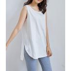 タンクトップ ノースリーブ 裾ラウンドロングタンクトップ レディース