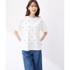 tシャツ 2025年夏「接触冷感・UVカット」オーガニックコットンリボン刺繍Tシャツ レディース
