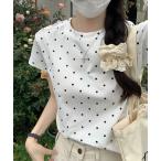 tシャツ WEGO/「水玉」ドット柄タイトクロップドトップス/半袖Tシャツ レディース