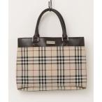 「BURBERRY」 チェック柄ハンドバッグ - ベージュ レディース