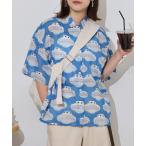 ブラウス シャツ kilki UFO総柄オープンカラーブラウス レディース
