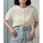 カーディガン openwork mesh short sleeve cardigan / オープンワークメッシュショートスリーブカーディガン レディー