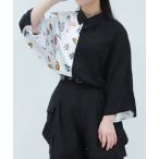 シャツ 和面プリント配色シャツ メンズ