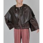 レザージャケット ライダース 合皮ケープライクブルゾン レディース