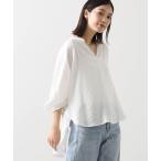 ブラウス シャツ 麻調BC重ね5分袖ブラウス レディース