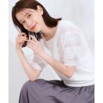 ニット セーター 「S-LL」大人上品な お袖シアー切り替えニット レディース