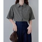 ブラウス シャツ ギンガムチェックショートシャツ レディース